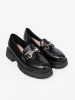 Classic black loafers with metal buckle
