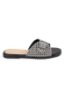 Black and white checkered slides with a buckle