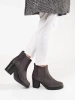 Grey suede ankle boots with block heel