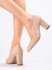 Beige Block Heel Pumps