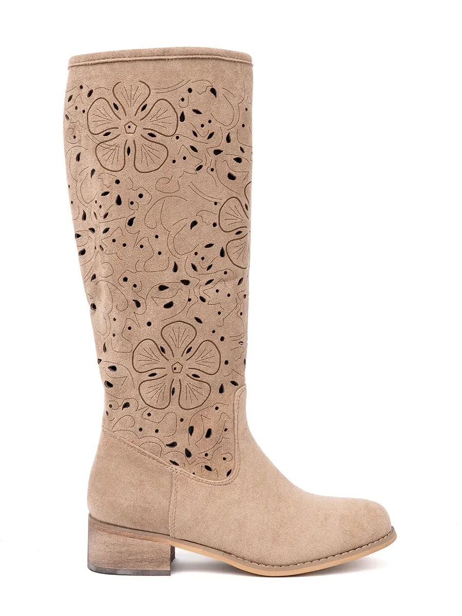 Suede Beige Over-the-Knee Boots
