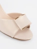 Women's block heel sandals with open back in light beige