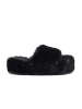 Black Furry Platform House Slippers