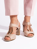 Golden Block Heel Sandals