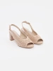 Light beige low block heel sandals