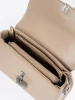 Beige small shoulder bag with a handle