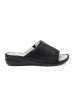 Women's black slides with a leather insole