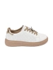 White and beige leather sneakers with a pin Sergio Leone