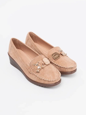 Women's half shoes with teddy bear application