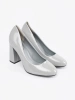 Light grey patent leather pumps