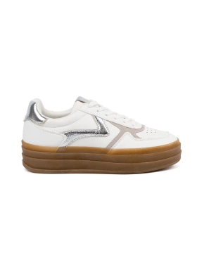 Damskie białe sneakersy ze srebrnymi wstawkami