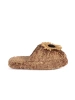 Children's Brown Slippers with Decorative Flower