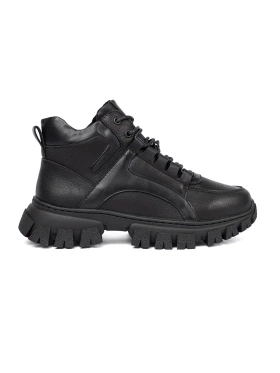 Black laced ankle boots with thick sole by Sergio Leone
