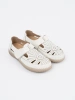 Women's perforated white shoes with velcro