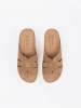 Comfortable flip-flops on low heels beige