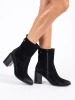 Sergio Leone Black Leather Block Heel Ankle Boots