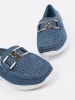 Blue moccasins with decorative chain