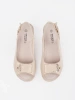 Beige low wedge sandals