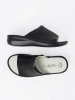 Women's black slides with a leather insole
