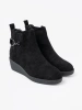 Black Suede Ankle Boots with Elastic Insert