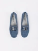 Blue moccasins with decorative chain