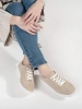 Beige Women's Leather Sneakers