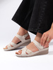 Beige Wedge Strap Sandals