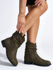 Forest Green Ruched Suede Ankle Boots