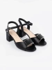 Women's block heel sandals with open heel black