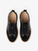 Black Leather Sneakers on Beige Platform by Sergio Leone