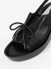 Black wedge sandals with leather insole