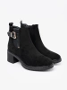 Black ankle boots with buckle on stable heel