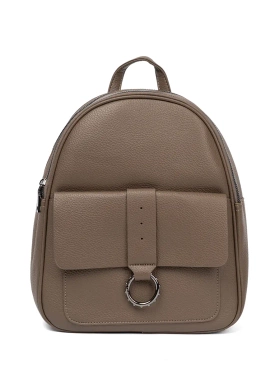 Dark beige women's backpack made of faux leather