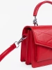 Red small women's handbag with handle and strap