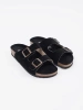 Black women's leather slides