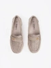 Dark beige perforated loafers with a gold detail