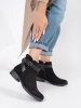 Black Suede Ankle Boots with Decorative Strap