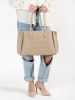 Beige faux leather shopper bag