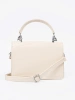 Light beige small women's handbag with handle and strap