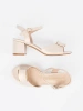 Women's block heel sandals with open back in light beige