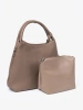 Elegant Dark Beige Handbag with Cosmetic Bag Inside