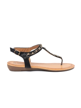 Flat Sandals with Decorative Chain