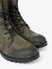 Dark green lace-up worker boots with low heel
