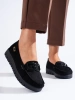 Suede Black Chunky Sole Loafers