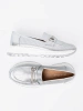 Silver moccasins with decorative gold element