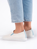 Lacy Slip-On Sneakers in White and Blue