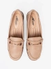 Beige loafers with gold embellishment