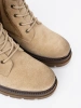 Suede Beige Worker Boots with Solid Tread