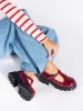 Glossy Burgundy Platform Loafers