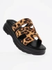 Women's platform leopard print slides